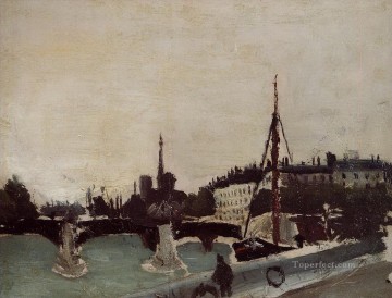 風景 Painting - ケ・アンリ 4 世の研究からのサン・ルイ島の眺め 1909 年アンリ・ルソー市